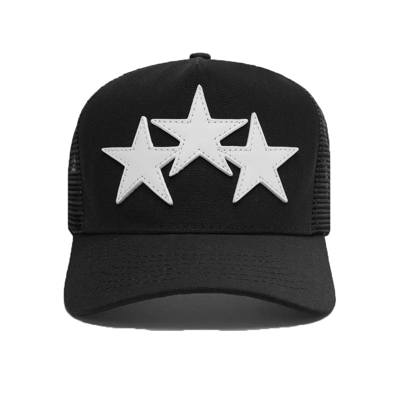 Amiri Mesh Trucker Cap – Snapback Hat | Black, White, Orange & Blue