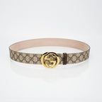 Gucci Reversible Leather Belt with Gold Buckle