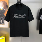 Louis Vuitton Hand-Embellished Pearl & Checkerboard Crewneck T-Shirt