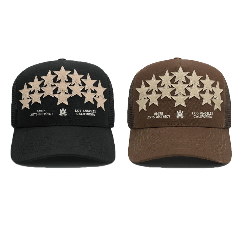 Amiri Trucker Hat – Breathable Mesh Cap | Black, Brown & Red