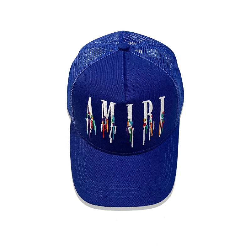 Amiri Color Pop Mesh Cap – Snapback Trucker Hat | Black, White, Orange & Blue