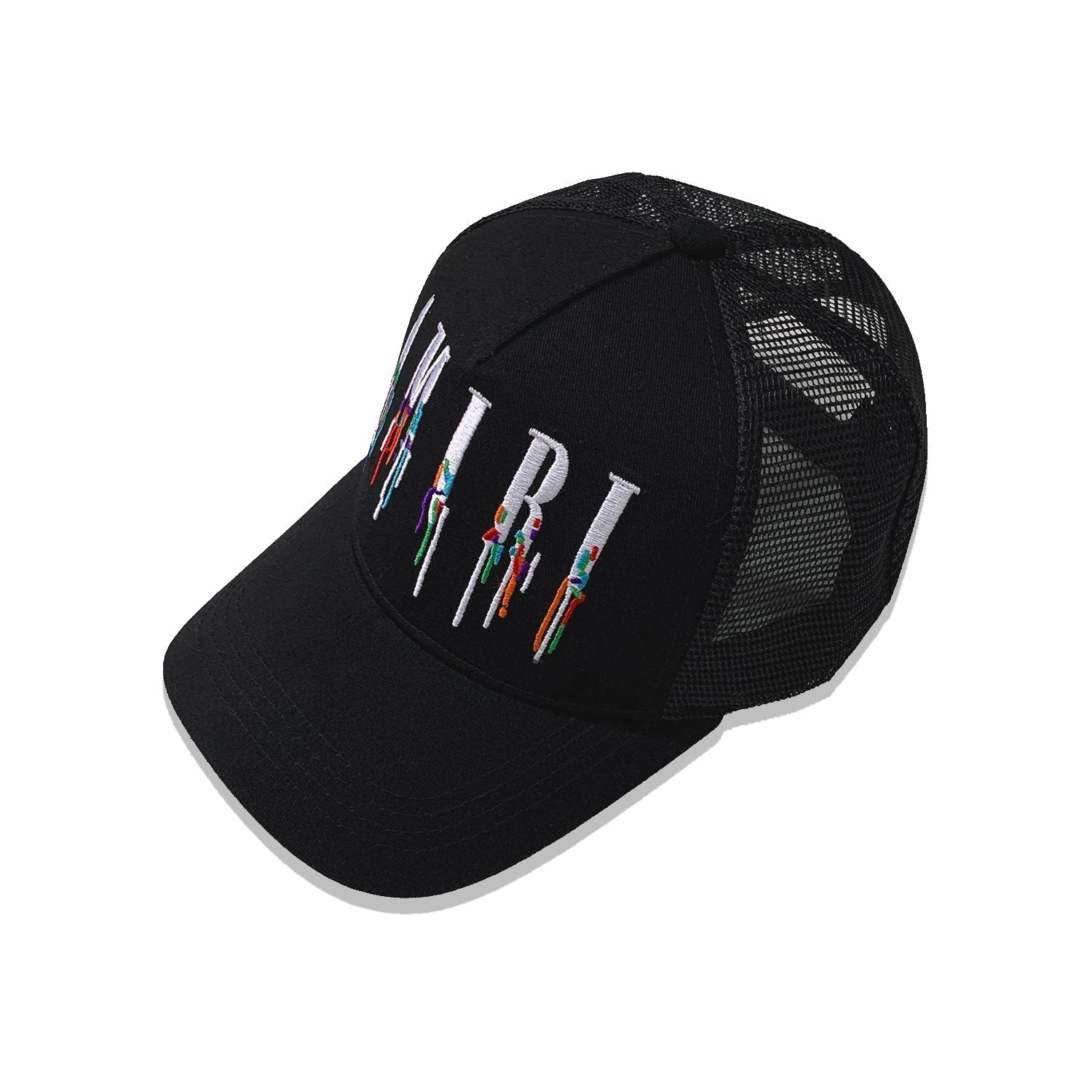 Amiri Color Pop Mesh Cap – Snapback Trucker Hat | Black, White, Orange & Blue