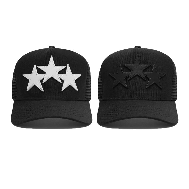 Amiri Mesh Trucker Cap – Snapback Hat | Black, White, Orange & Blue