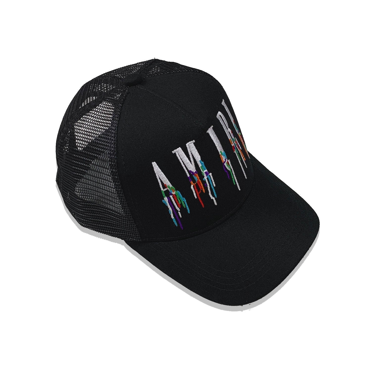 Amiri Color Pop Mesh Cap – Snapback Trucker Hat | Black, White, Orange & Blue