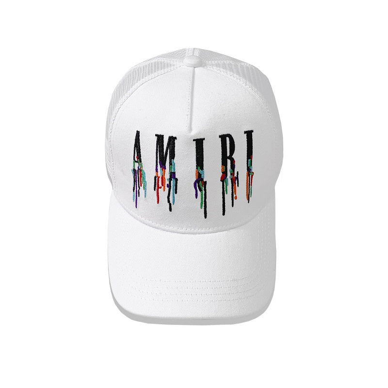 Amiri Color Pop Mesh Cap – Snapback Trucker Hat | Black, White, Orange & Blue