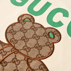 Gucci Monogram T-Shirt with Bear Embroidery and Appliqué