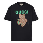Gucci Monogram T-Shirt with Bear Embroidery and Appliqué