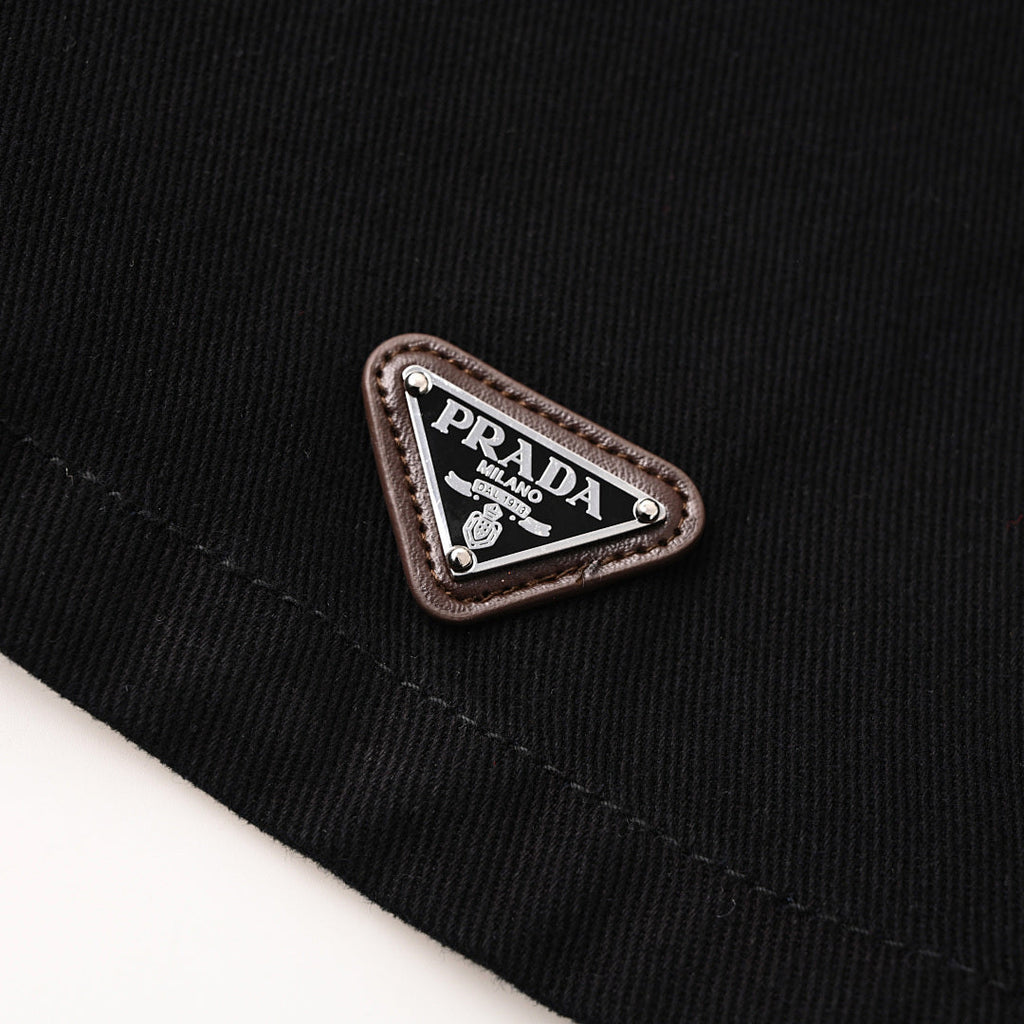 PRADA Logo Short-Sleeve Denim Shirt