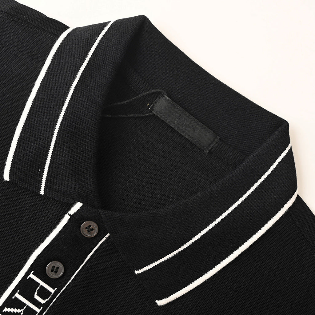 PRADA Triangle Logo Embroidered Polo Shirt
