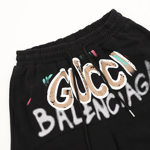 Gucci x Balenciaga Spring/Summer Collaboration Series: Colorful Hand-Painted Logo Shorts