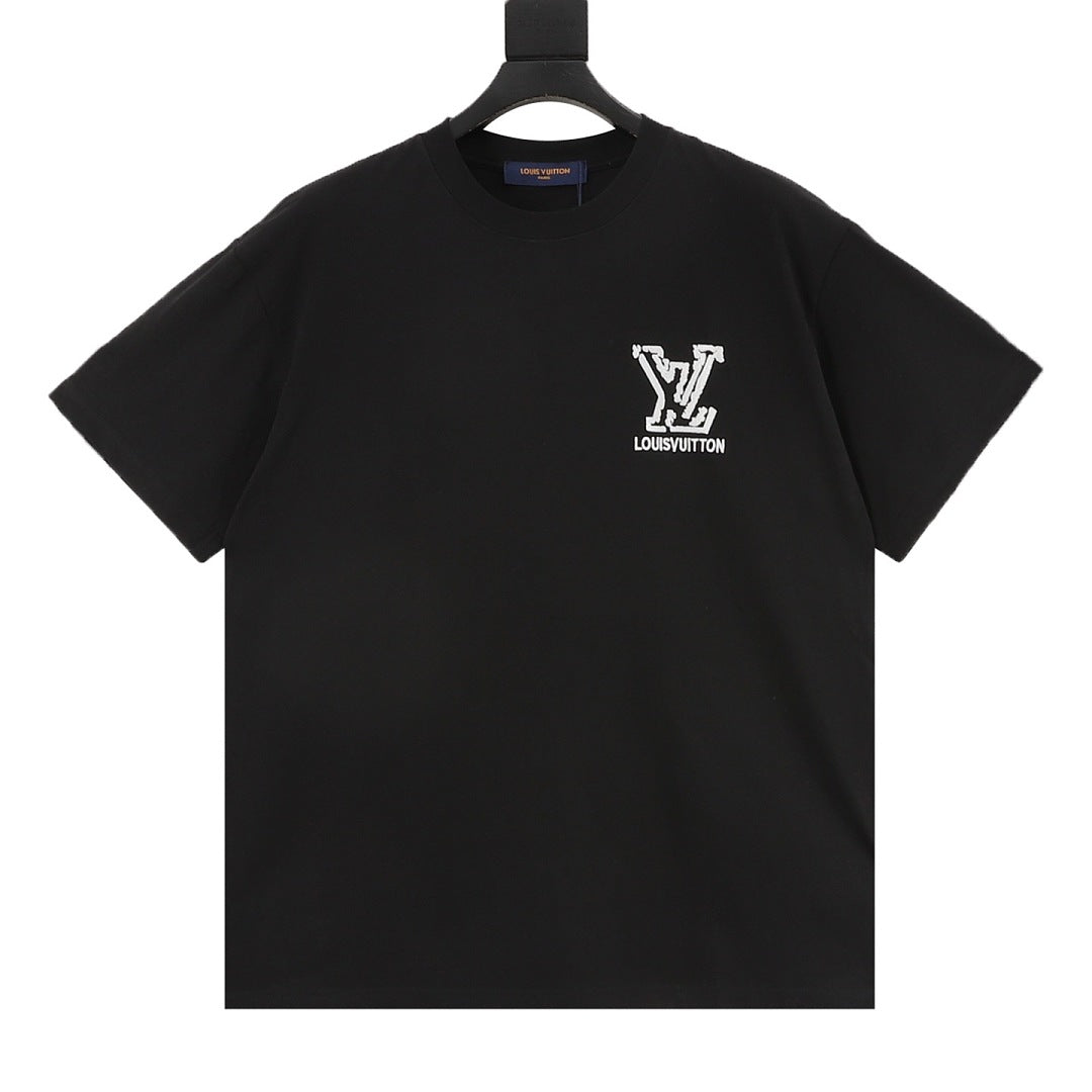 Louis Vuitton LV deconstructed logo embroidered T-shirt