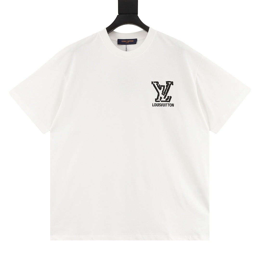 Louis Vuitton LV deconstructed logo embroidered T-shirt
