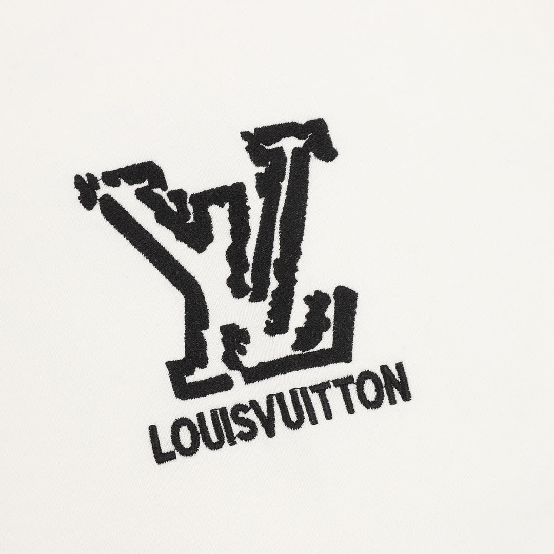 Louis Vuitton LV deconstructed logo embroidered T-shirt
