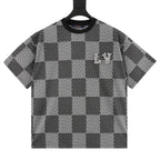 Louis Vuitton rhinestone logo checkered short-sleeved shirt