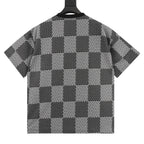 Louis Vuitton rhinestone logo checkered short-sleeved shirt