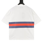 Gucci Blue and Red Stripe Short-Sleeve T-Shirt with Interlocking Logo Print