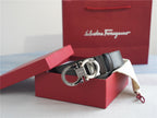 Ferragamo Classic Silver-Buckle Leather Belt