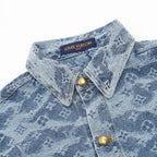 Louis Vuitton Cloud Monogram Jacquard Denim Short-Sleeve Shirt
