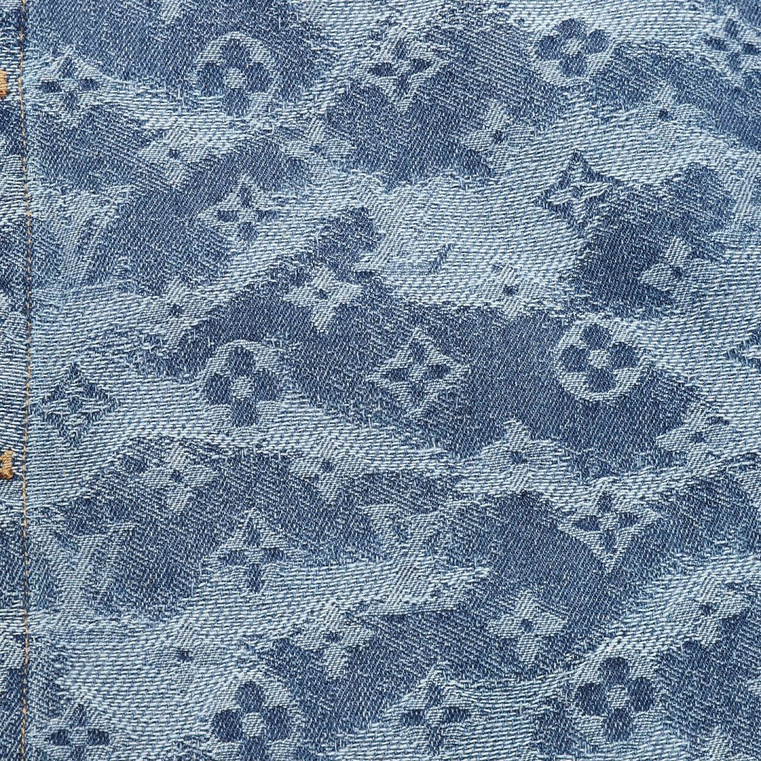 Louis Vuitton Cloud Monogram Jacquard Denim Short-Sleeve Shirt