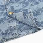 Louis Vuitton Cloud Monogram Jacquard Denim Short-Sleeve Shirt