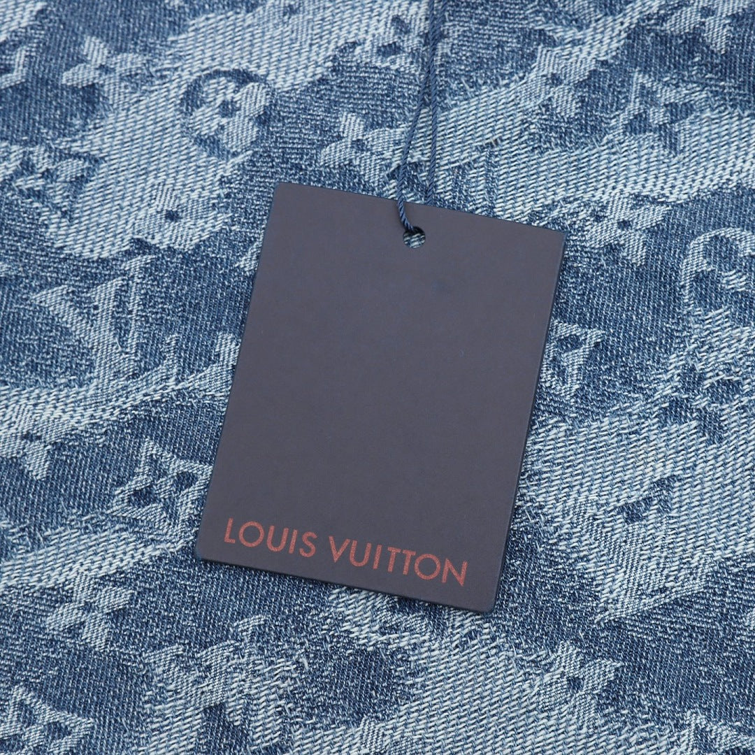 Louis Vuitton Cloud Monogram Jacquard Denim Short-Sleeve Shirt