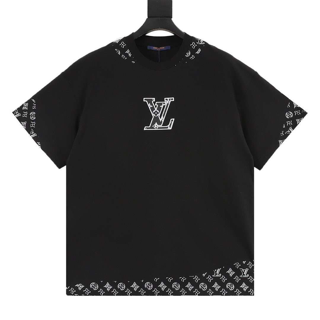 Louis Vuitton Short-Sleeve T-Shirt with Embroidered Leather Logo