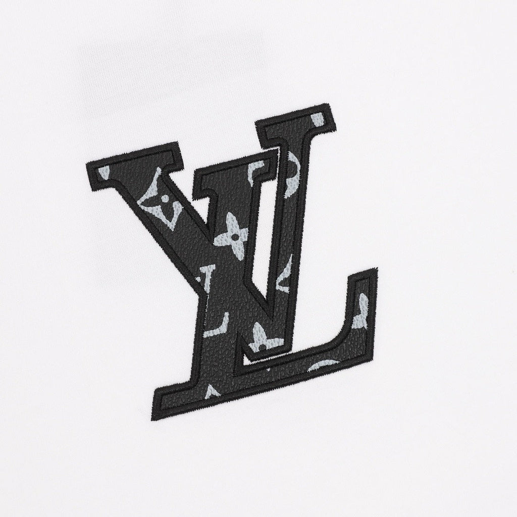 Louis Vuitton Short-Sleeve T-Shirt with Embroidered Leather Logo