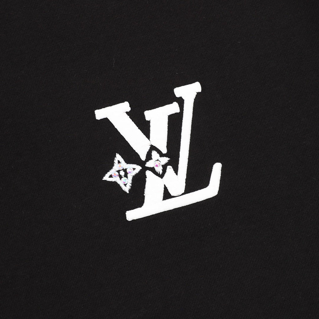 Louis Vuitton Short-Sleeve T-Shirt with Star-Motif and Embroidered LV Logo
