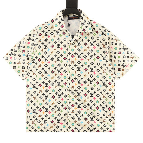 Louis Vuitton Printed Mulberry Silk Short-Sleeve Shirt