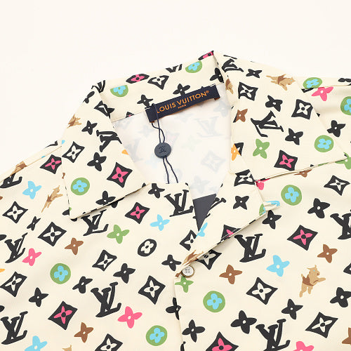 Louis Vuitton Printed Mulberry Silk Short-Sleeve Shirt