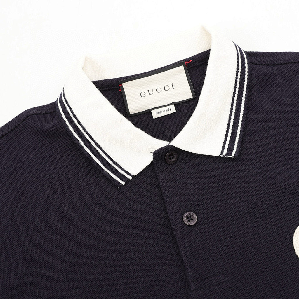 Gucci Short-Sleeve Polo with Embroidered Double G Emblem on the Chest