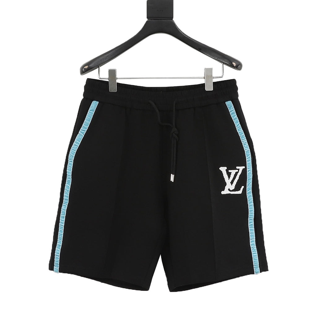 Louis Vuitton Shorts with Blue Side Webbing and Embroidered LV Letters