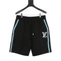 Louis Vuitton Shorts with Blue Side Webbing and Embroidered LV Letters