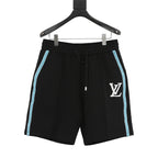Louis Vuitton Shorts with Blue Side Webbing and Embroidered LV Letters