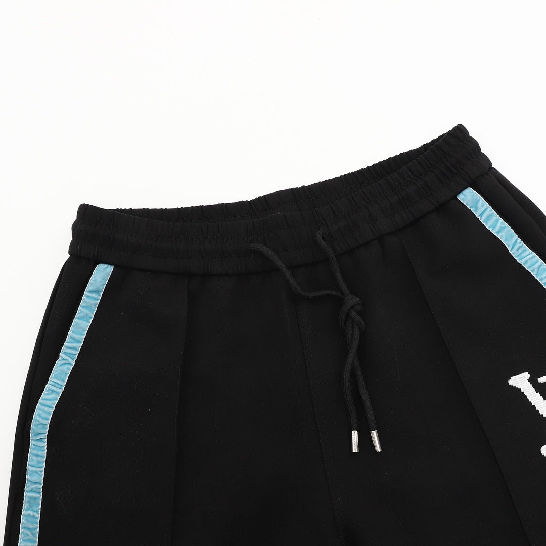 Louis Vuitton Shorts with Blue Side Webbing and Embroidered LV Letters