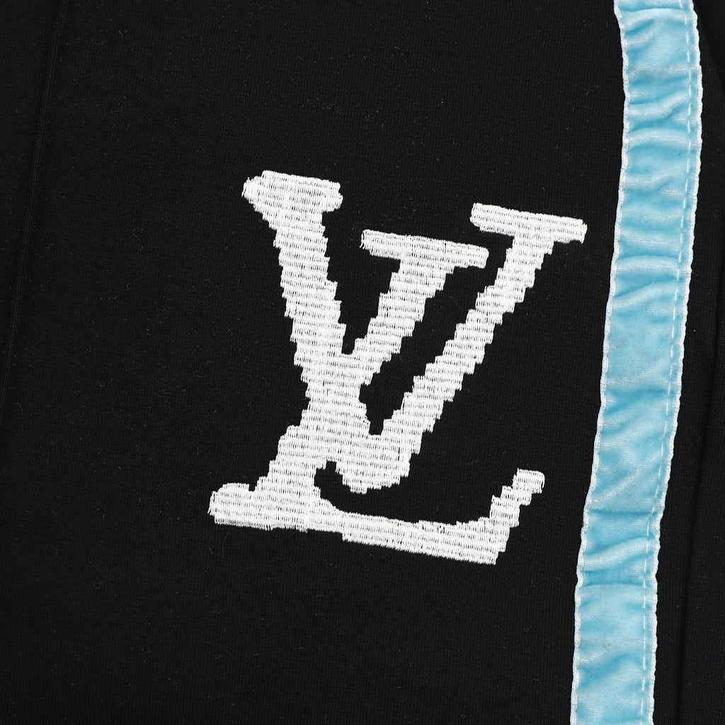 Louis Vuitton Shorts with Blue Side Webbing and Embroidered LV Letters