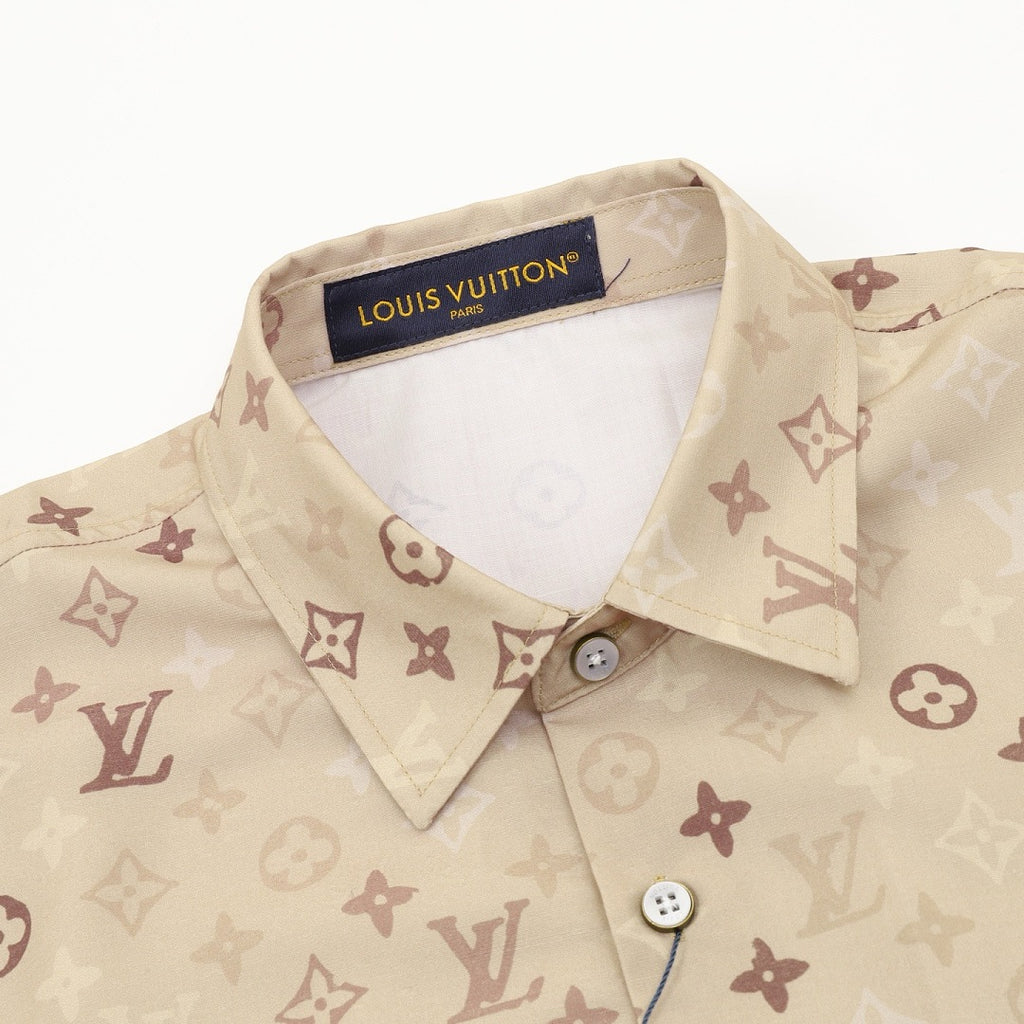 Louis Vuitton Khaki All-Over Print Shirt