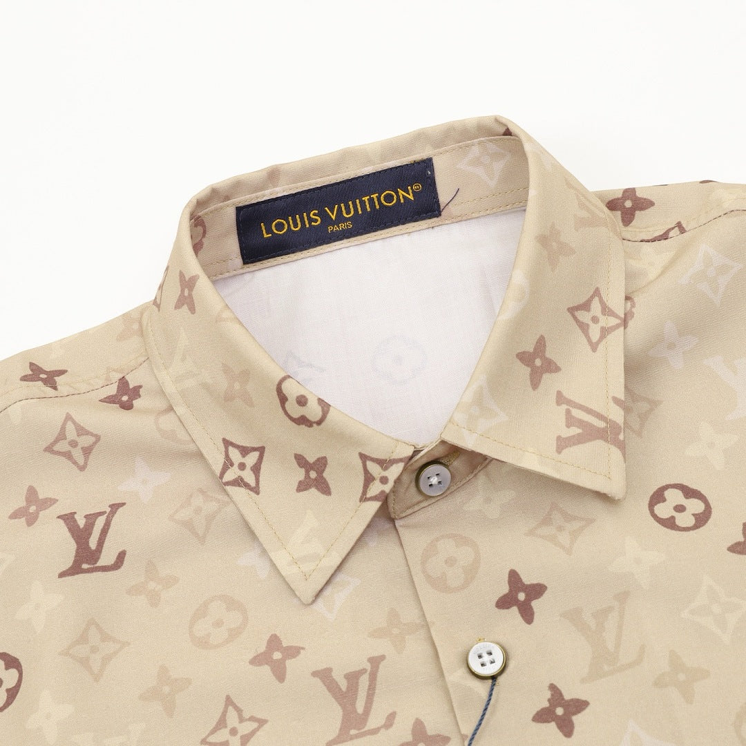 Louis Vuitton Khaki All-Over Print Shirt