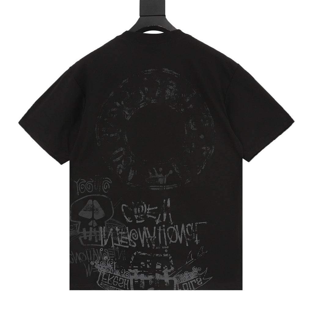 Stussy Loose-Fit All-Over Skull Print T-Shirt