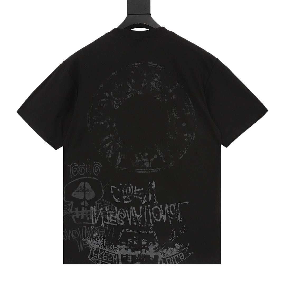 Stussy Loose-Fit All-Over Skull Print T-Shirt