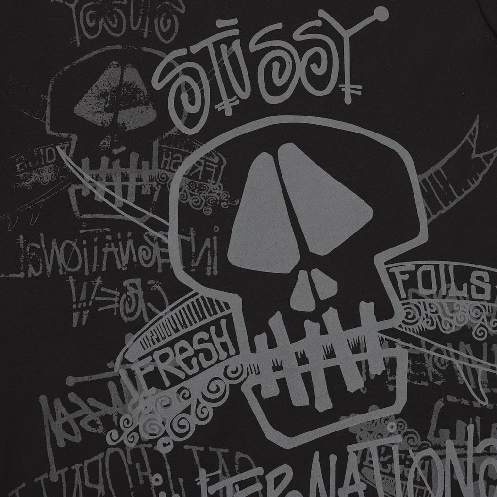 Stussy Loose-Fit All-Over Skull Print T-Shirt