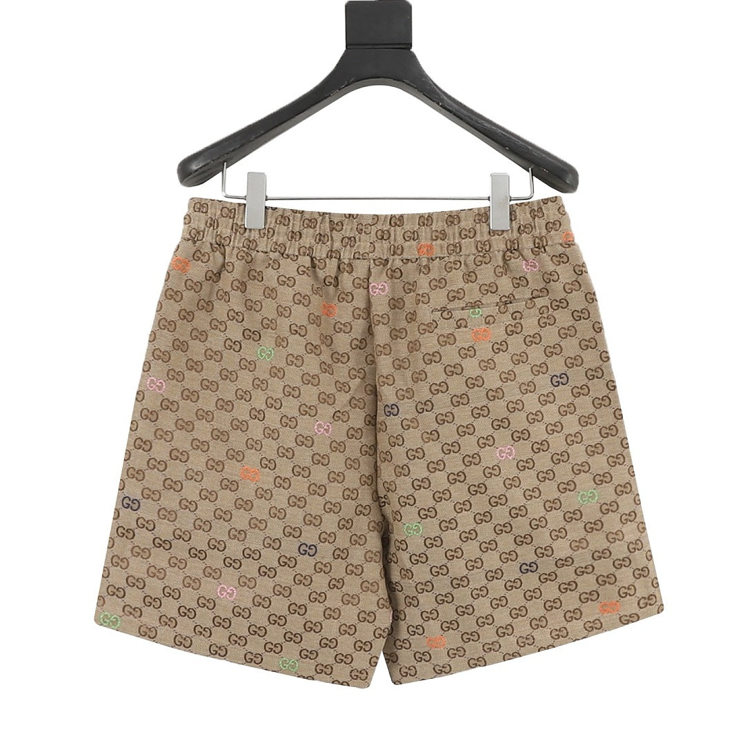 Gucci All-Over Colorful Label Jacquard Shorts