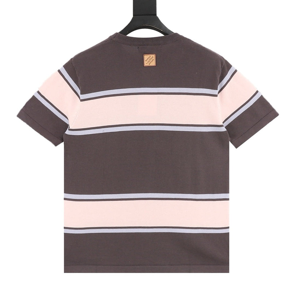 Louis Vuitton Short-Sleeved Knit Top with Color-Block Striped Panels
