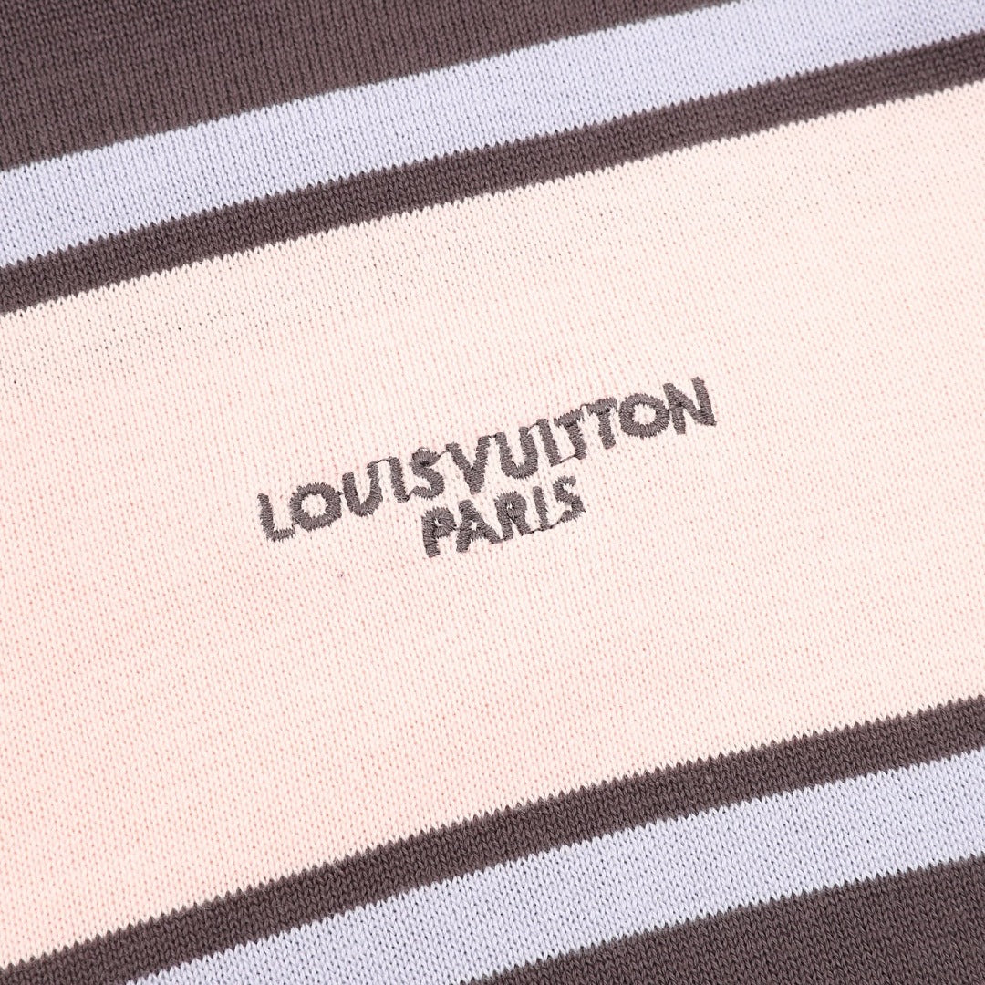 Louis Vuitton Short-Sleeved Knit Top with Color-Block Striped Panels
