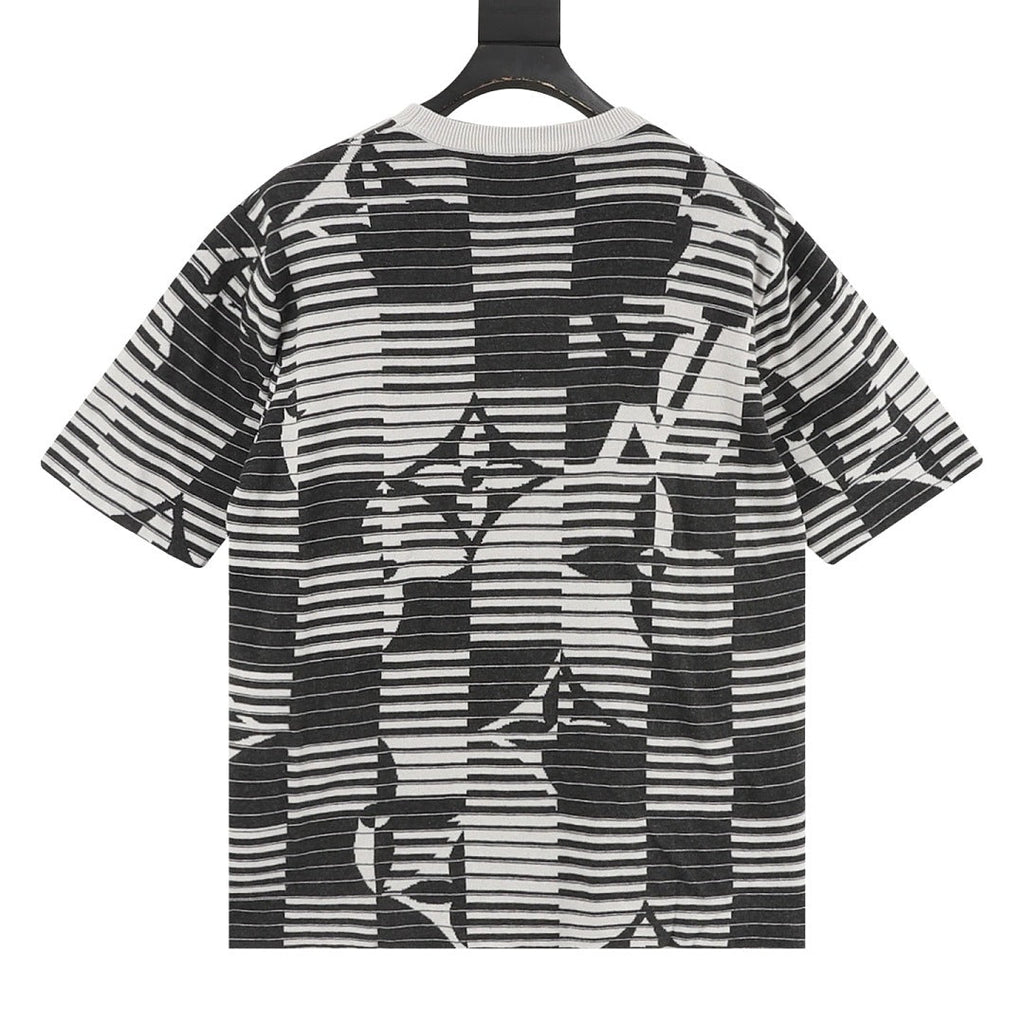 Louis Vuitton Striped Monogram Jacquard Knit Short-Sleeve Top