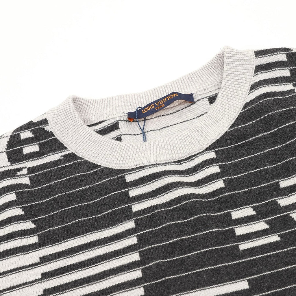 Louis Vuitton Striped Monogram Jacquard Knit Short-Sleeve Top