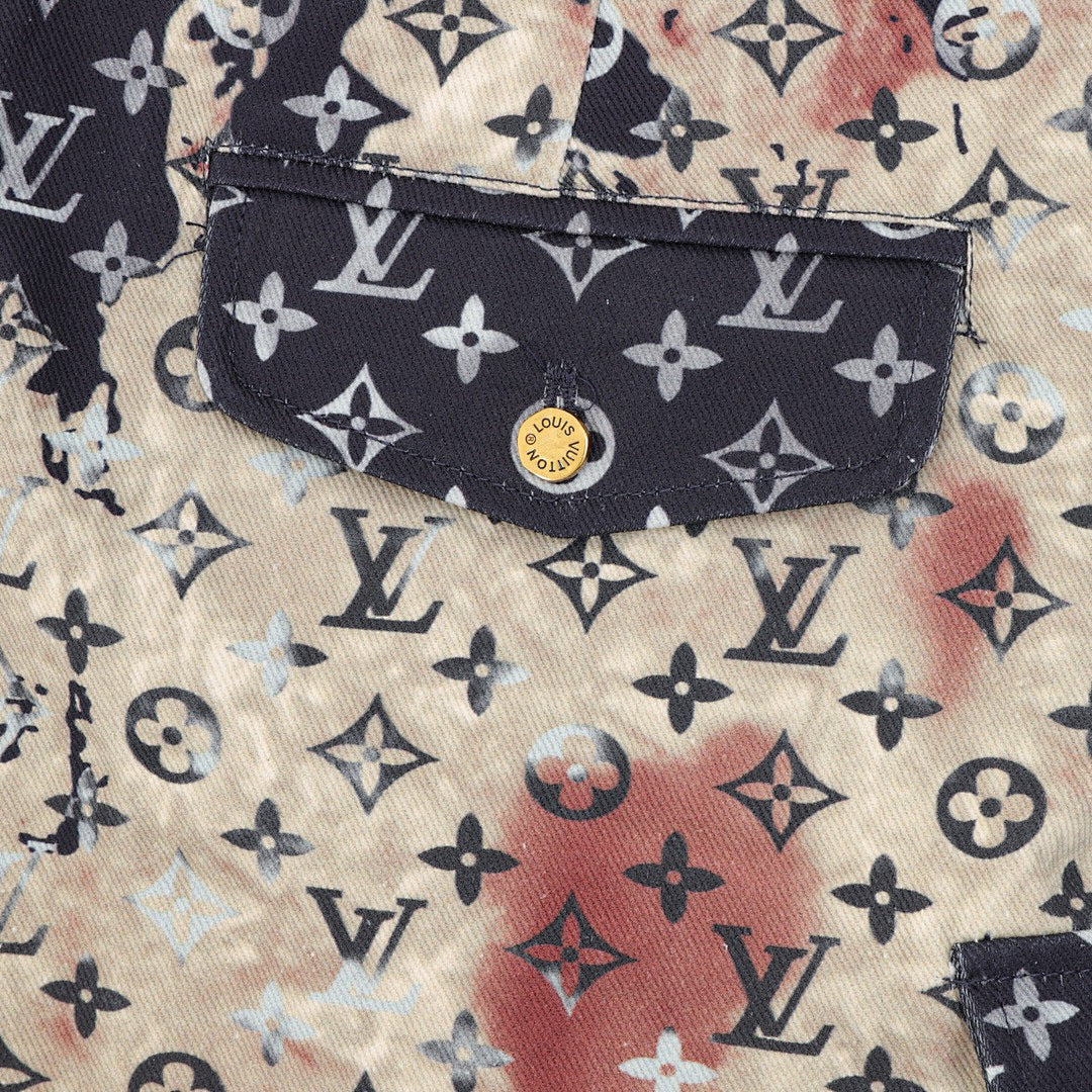 Louis Vuitton All-Over Print Washed Denim Shorts