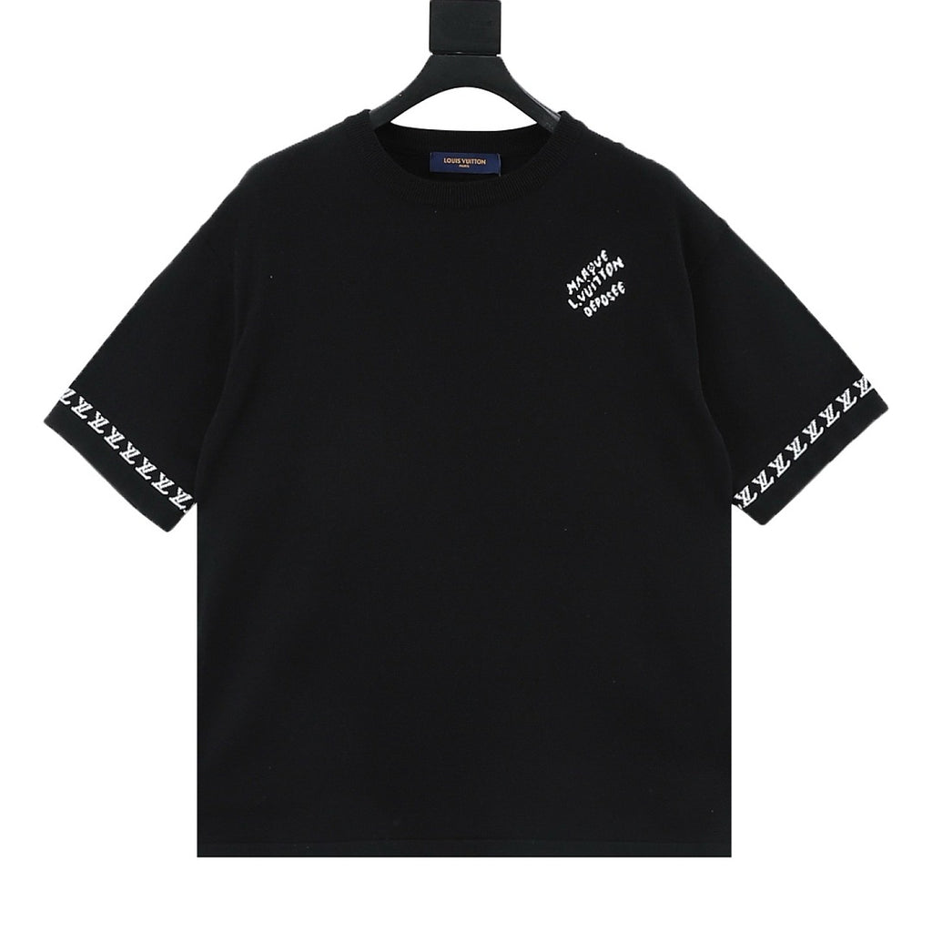 Louis Vuitton Letter Jacquard Knit T-Shirt with Cuff Detail