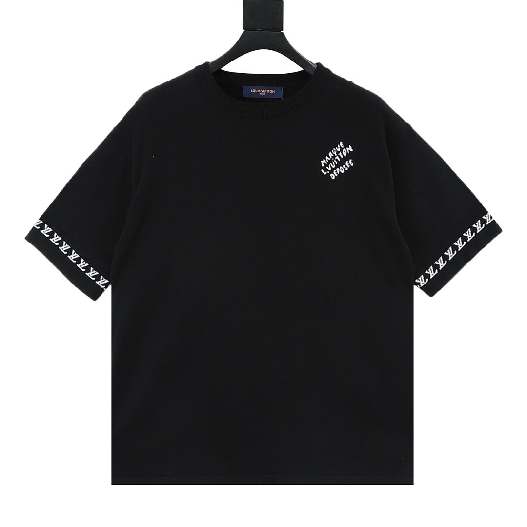 Louis Vuitton Letter Jacquard Knit T-Shirt with Cuff Detail
