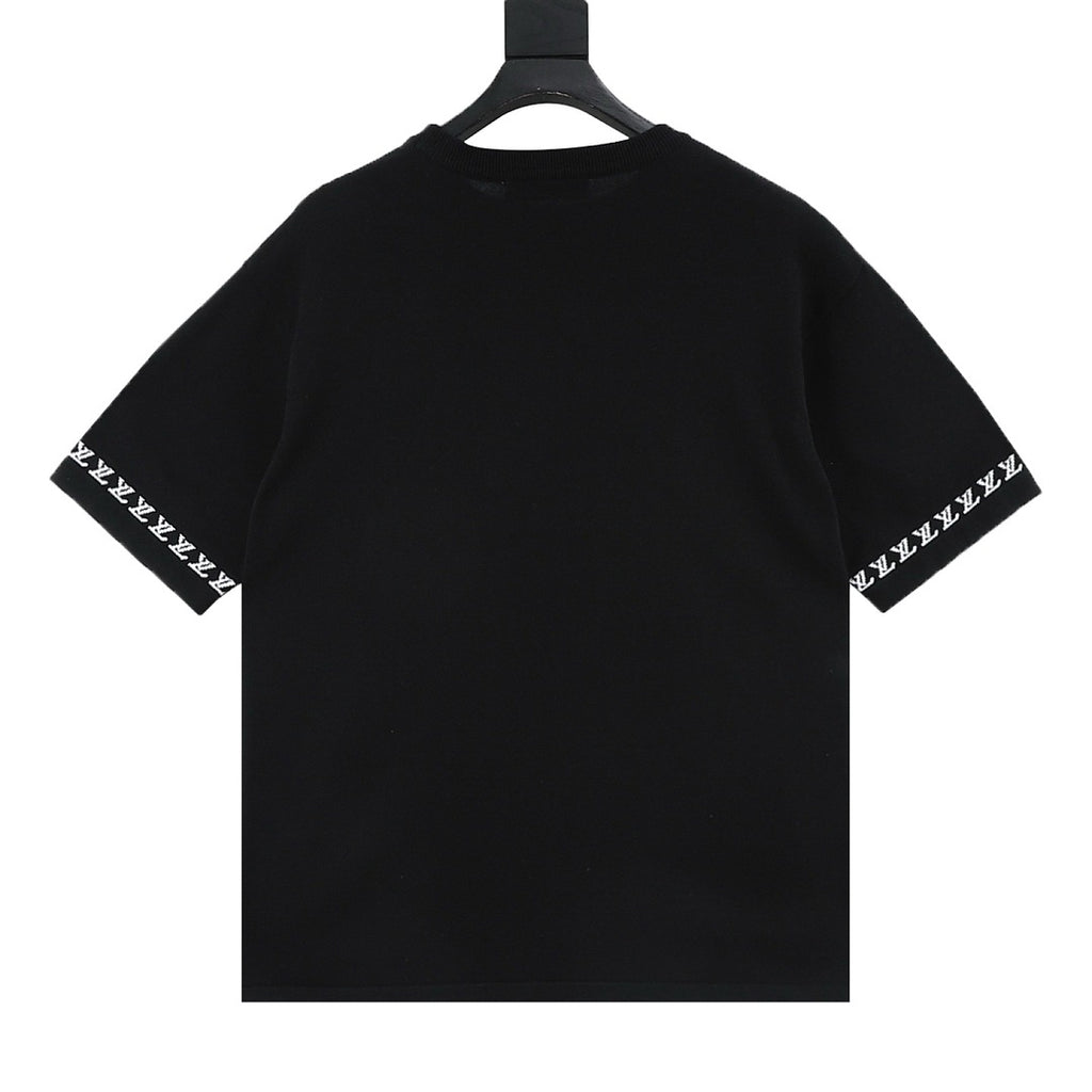 Louis Vuitton Letter Jacquard Knit T-Shirt with Cuff Detail